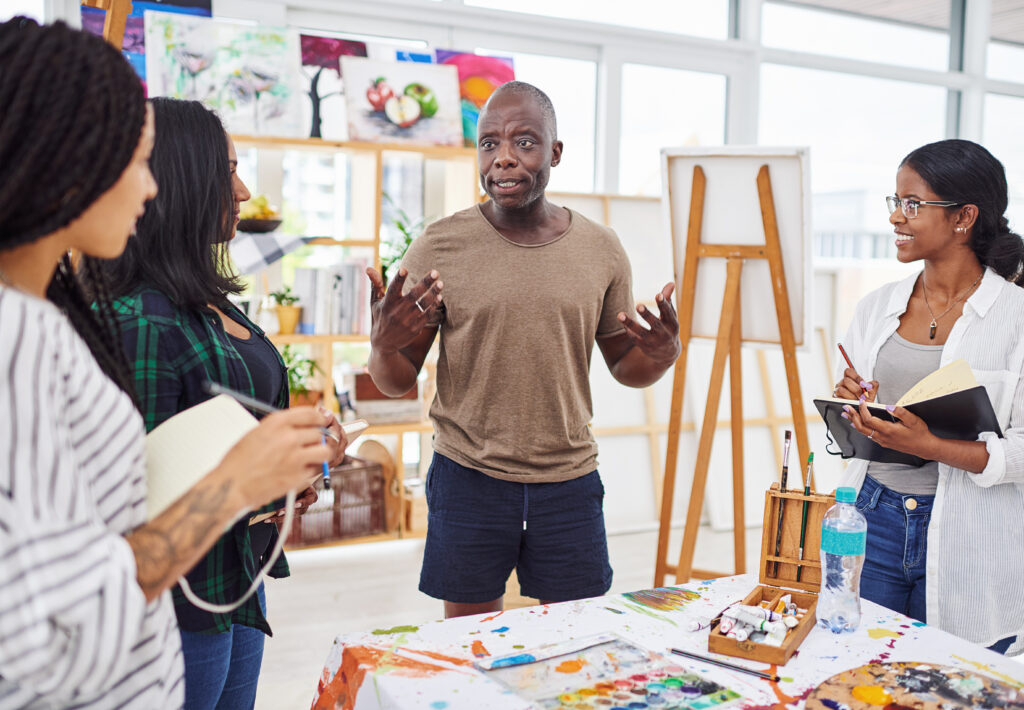 Welcome to my art class. Cropped shot of a ground of people having a discussion in a art class. Art Therapy vs EMDR: Two Unique Approaches for Addiction and Mental Health Treatment