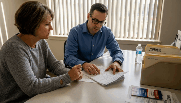 Clinician and patient during assessment meeting
