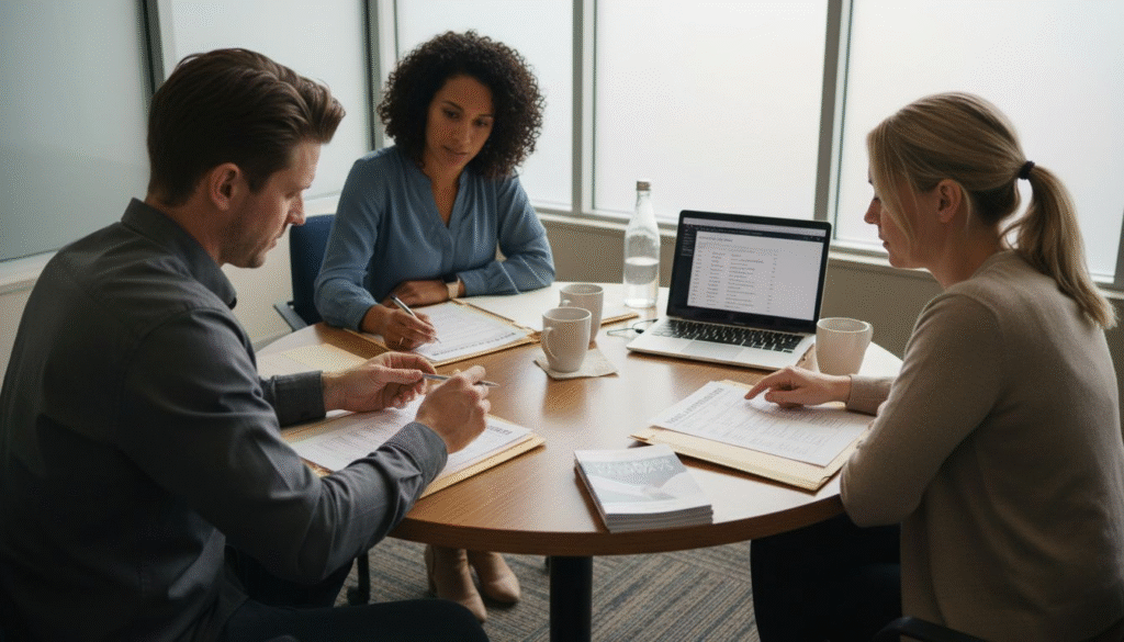 Mental health professionals discussing treatment plan