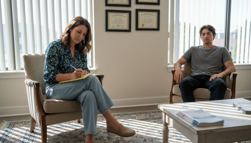 Therapist and client in LA office together