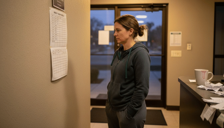 Woman checking rehab center daily schedule