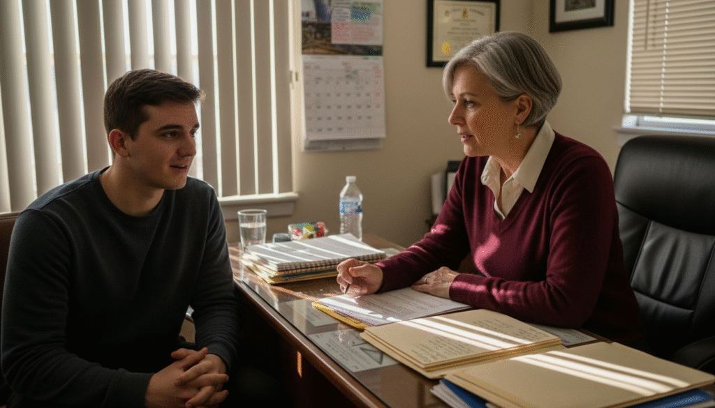 Counselor and client discussing personalized care