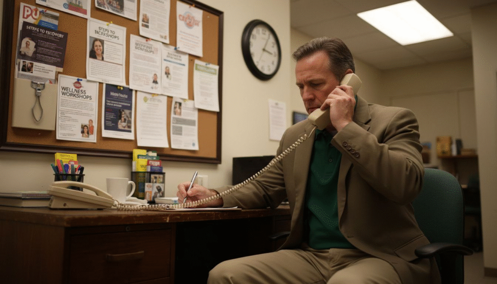 Man calling rehab admissions office