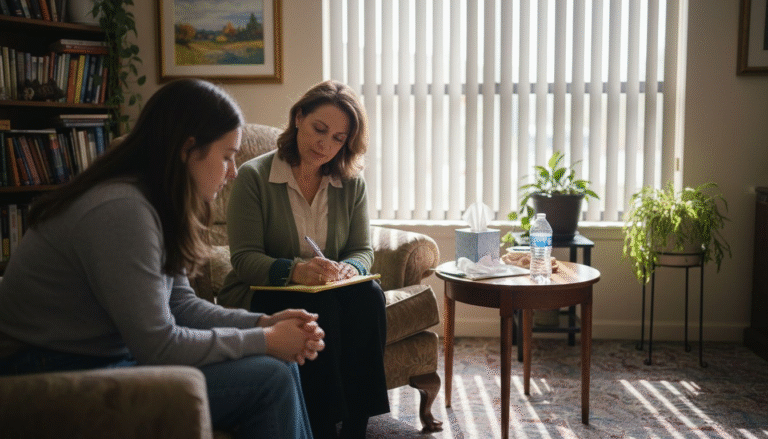 Therapist and client in assessment session