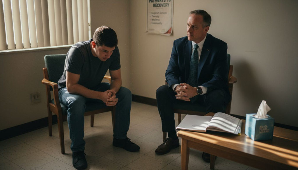 Therapist and client in recovery session