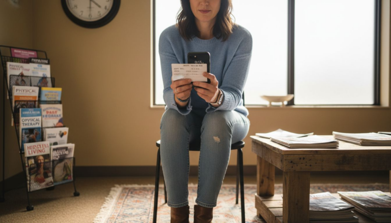 Patient in rehab clinic waiting room