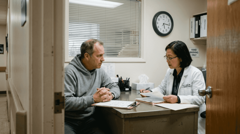 Patient and doctor discussing detox preparation