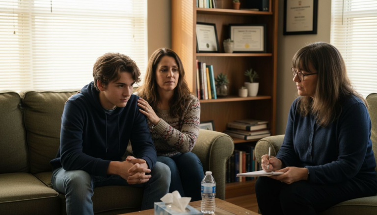 Los Angeles teen and mother in therapy session