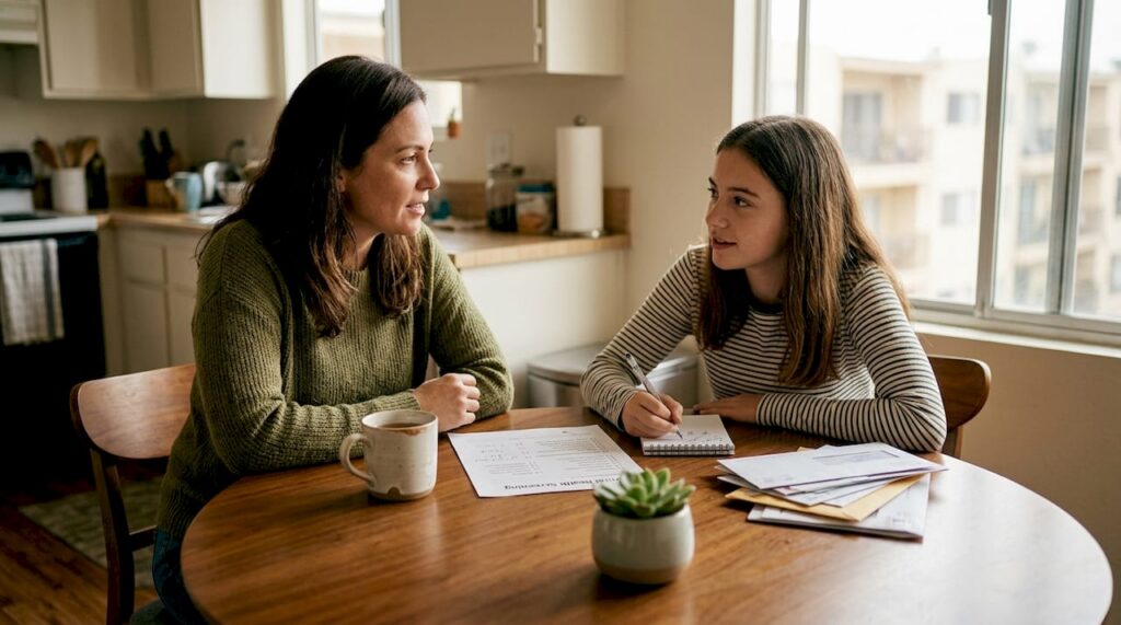 Family talking about mental health screening